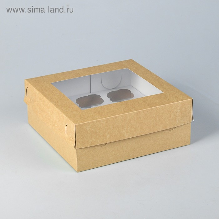 Коробка для капкейков с окном на 9 шт ,крафт, 25 х 25 х 10 см Коробка для капкейков с окном на 9 шт ,крафт, 25 х 25 х 10 см