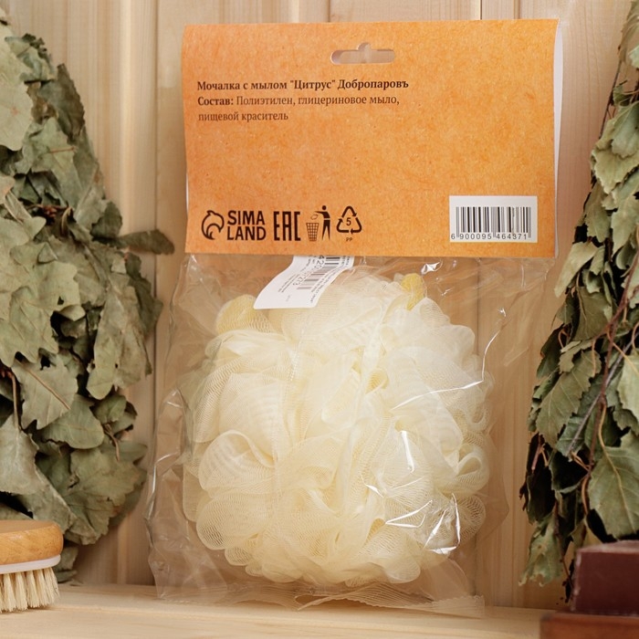 Мочалка с мылом "Цитрус", 80 г, Добропаровъ