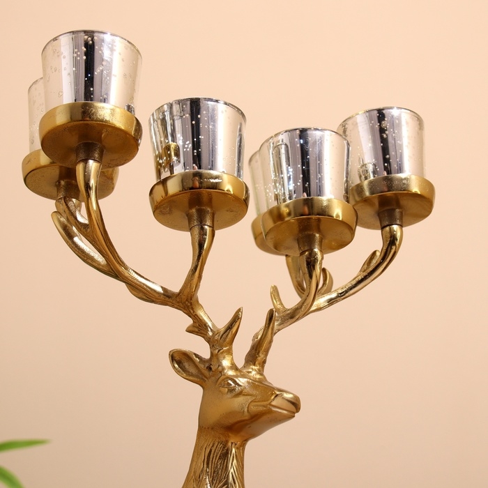 Подсвечник на 6 свечей  Подсвечник на 6 свечей "Олень" алюминий 23х28х41 см
