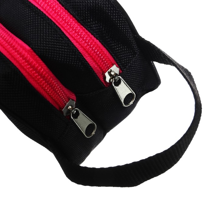 Пенал мягкий 2 отделения, 100 х 220 х 70 мм, объёмный, с ручкой,Calligrata Black, Пенал мягкий 2 отделения, 100 х 220 х 70 мм, объёмный, с ручкой,Calligrata Black, "Черный-фуксия"