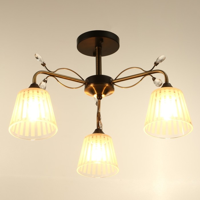 Люстра Люстра "Шарлин" 3хЕ27 40Вт черный-латунь 49х49х29 см BayerLux