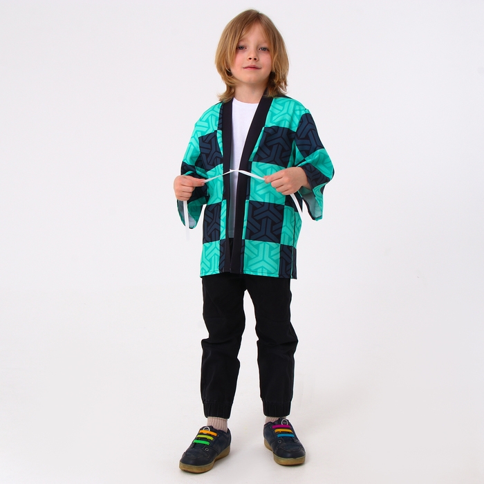 Карнавальное хаори «Демонический клинок», рост 98-152 см, цвет зелёный