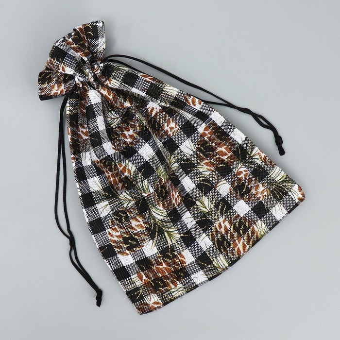 Мешочек подарочный холща «Новогодняя клетка», 16 х 24 см +/- 1.5 см, Новый год Мешочек подарочный холща «Новогодняя клетка», 16 х 24 см +/- 1.5 см, Новый год