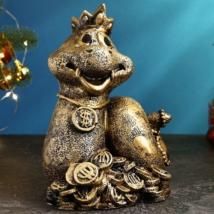 Копилка Копилка "Змея Королева" черное золото, 25х23х18см