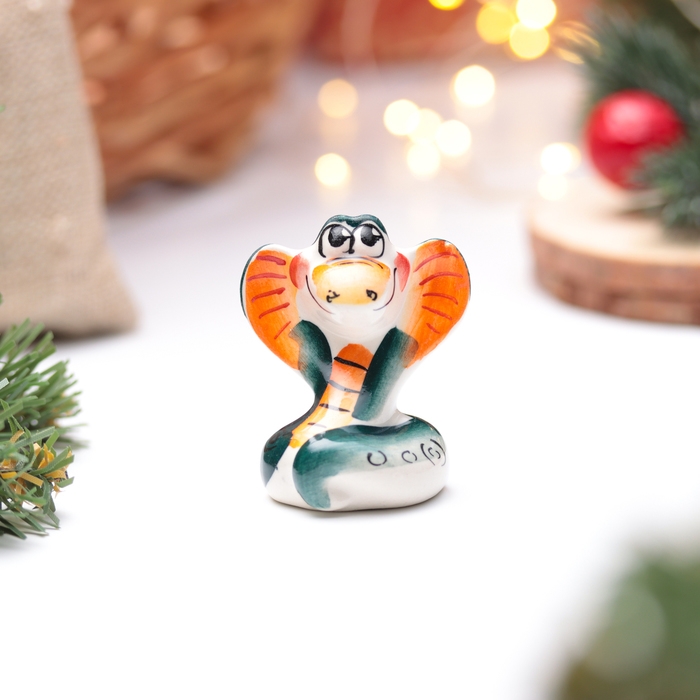 Новый год. Сувенир символ года 2025 Новый год. Сувенир символ года 2025 "Змея Красотка", гжель, цвет, 5 см