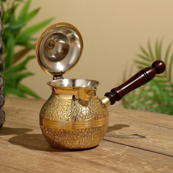 Турка с крышечкой 17х23х10 см, латунь