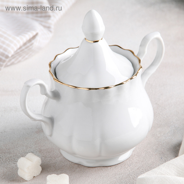 Сахарница фарфоровая с крышкой, 550 мл, цвет белый Сахарница фарфоровая с крышкой, 550 мл, цвет белый