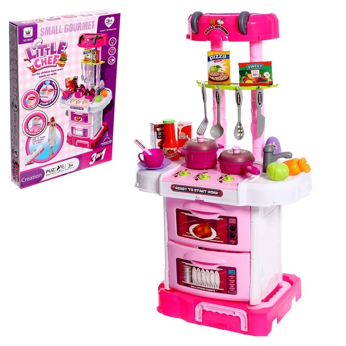 Игровой модуль в чемодане на колёсиках 3 в 1: плита, кухня, чемодан, 43 предмета Игровой модуль в чемодане на колёсиках 3 в 1: плита, кухня, чемодан, 43 предмета