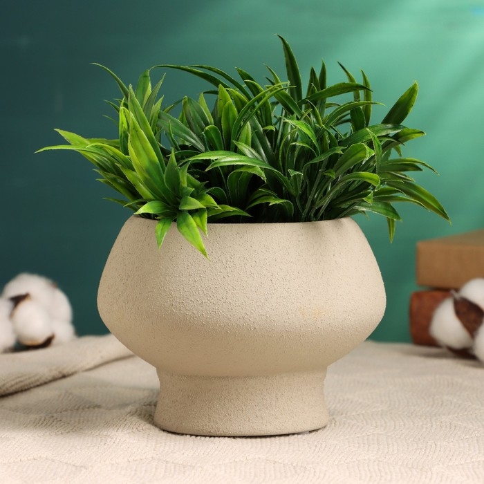 Кашпо - ваза  Кашпо - ваза "Мина" бежевое, 13х13х10см