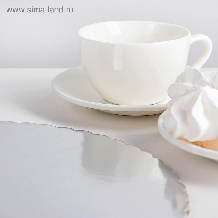 Подложка для торта «Круг волна», d=30,5 см, цвет серебро Подложка для торта «Круг волна», d=30,5 см, цвет серебро