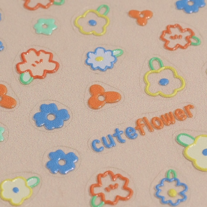 Наклейки для ногтей «Cute flowers», объёмные, разноцветные Наклейки для ногтей «Cute flowers», объёмные, разноцветные