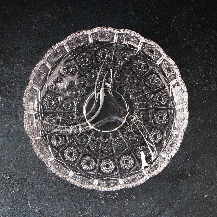 Менажница стеклянная круглая «Северная звезда», 3 секции, d=20 см