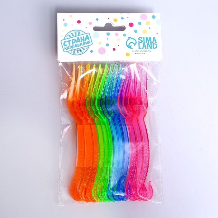 Вилки пластиковые, набор 12 шт., цвета МИКС Вилки пластиковые, набор 12 шт., цвета МИКС