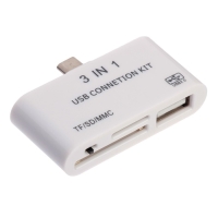 Картридер-OTG Luazon LNCR-100, адаптер microUSB, разъемы USB, microSD, SD, белый