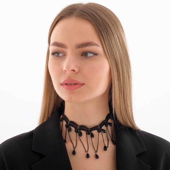 Чокер «Госпожа» овалы и цепочки, цвет чёрный,30 см Чокер «Госпожа» овалы и цепочки, цвет чёрный,30 см