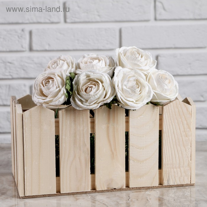 Кашпо деревянное 24×12×9 см  Кашпо деревянное 24×12×9 см "Заборчик", натуральный Дарим Красиво