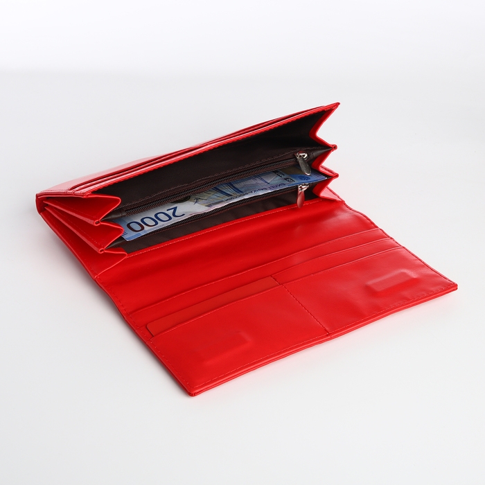 Кошелёк женский на магните, цвет красный