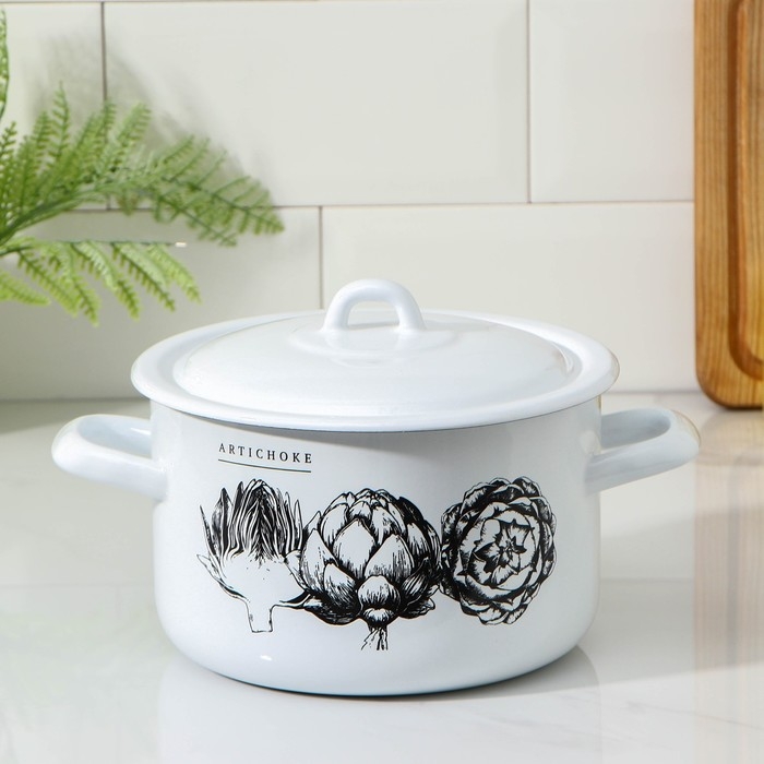 Кастрюля эмалированная цилиндрическая, 2,9 л, рисунок МИКС Кастрюля эмалированная цилиндрическая, 2,9 л, рисунок МИКС