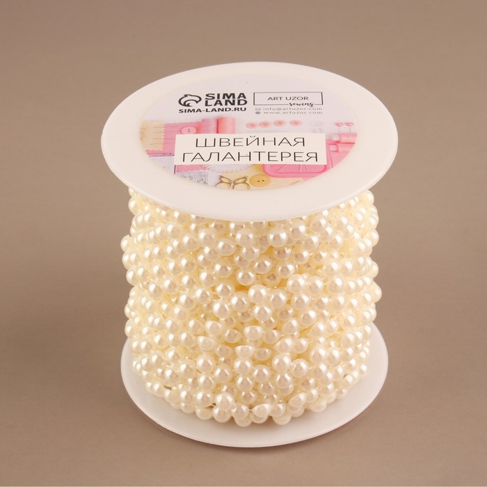 Жемчуг на нитях, плоский, 10 мм, 9 ± 1 м, цвет белый Жемчуг на нитях, плоский, 10 мм, 9 ± 1 м, цвет белый