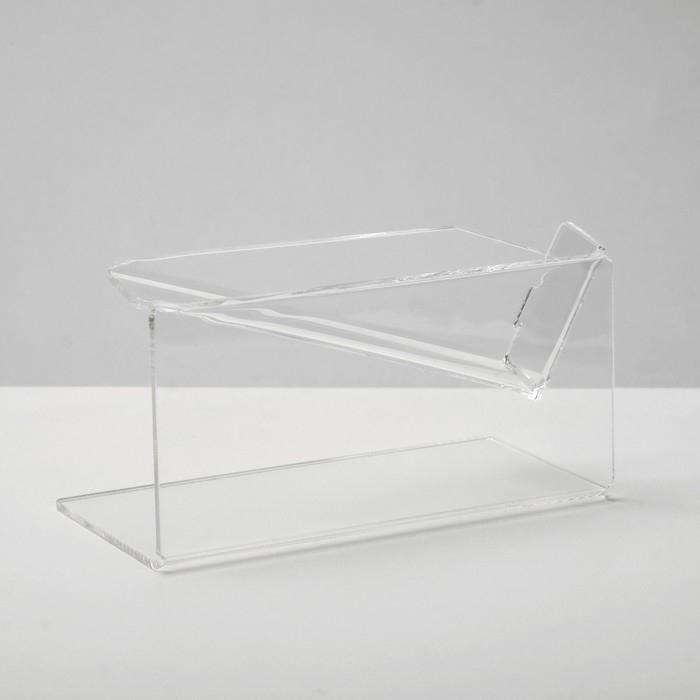 Подставка под визитки «Уголок», 10,5×5×4 см, оргстекло 2 мм, В ЗАЩИТНОЙ ПЛЁНКЕ