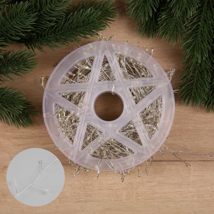 Гирлянда «Мишура» 20 м роса, IP44, серебристая нить, 600 LED, 8 режимов, свечение мульти, 18 В Гирлянда «Мишура» 20 м роса, IP44, серебристая нить, 600 LED, 8 режимов, свечение мульти, 18 В