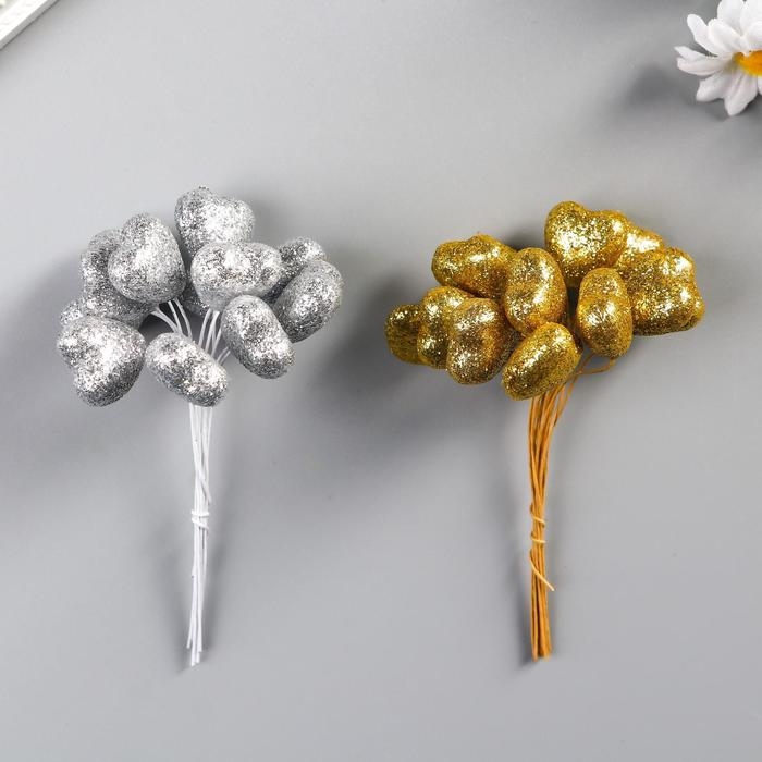 Декор для творчества "Сердечки" МИКС, (1набор=1 букету) в букете 12 шт h-8,5 см