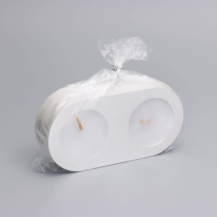 Свечи  Свечи "Мрамор" в овальном подсвечнике из гипса,12х6х3см, белый перламутр