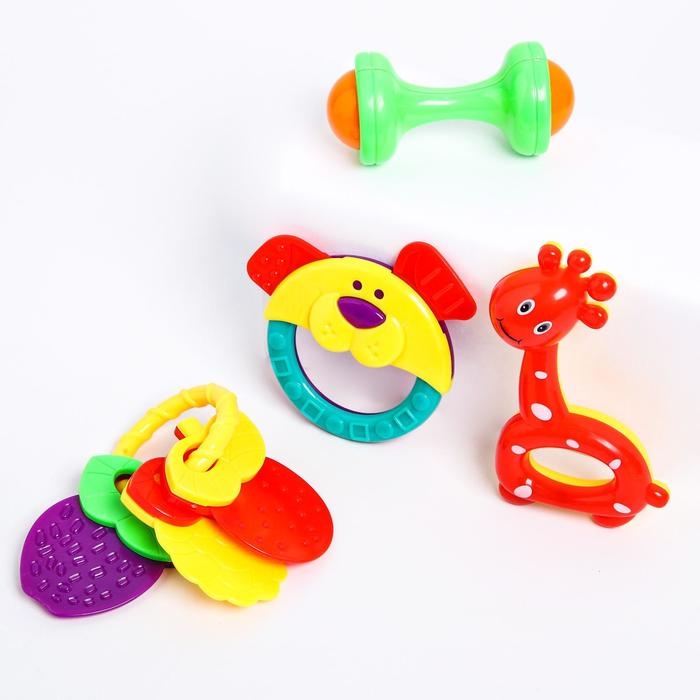 Набор погремушек «Маленькие радости», 4 шт, цвет МИКС, Крошка Я Набор погремушек «Маленькие радости», 4 шт, цвет МИКС, Крошка Я