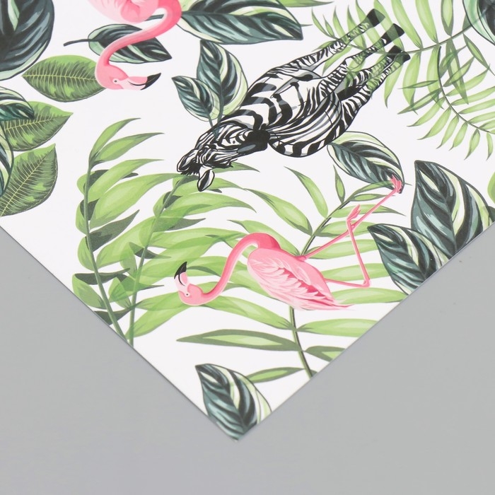 Бумага для скрапбукинга двусторонняя Бумага для скрапбукинга двусторонняя "Попугаи, фламинго и зебры" плотность 180 гр набор 10 шт 15,5х1