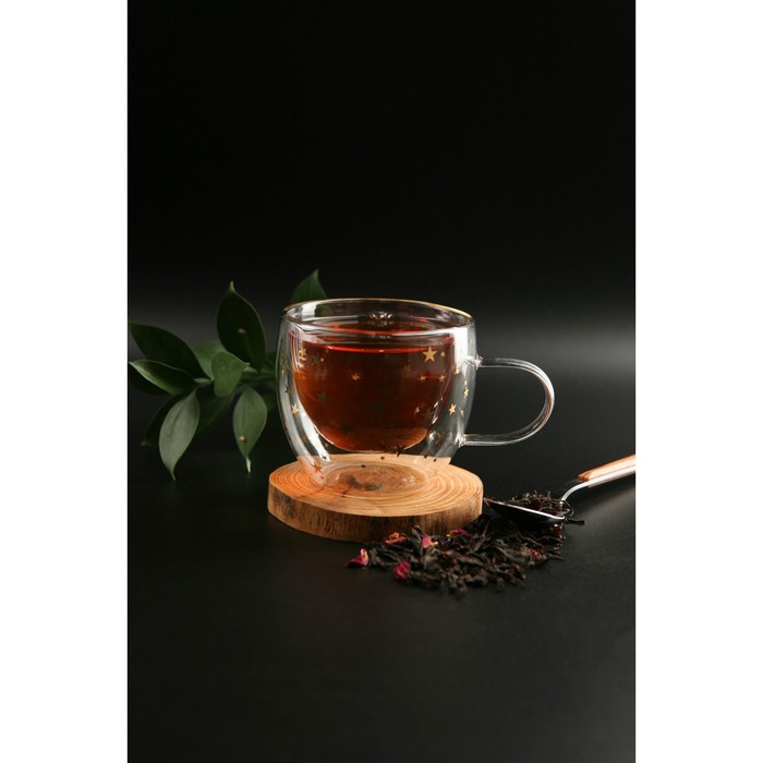 Кружка стеклянная с двойными стенками Доляна «Дуо. Звёзды», 160 мл, 12,5×9×7,5 см Кружка стеклянная с двойными стенками Доляна «Дуо. Звёзды», 160 мл, 12,5×9×7,5 см