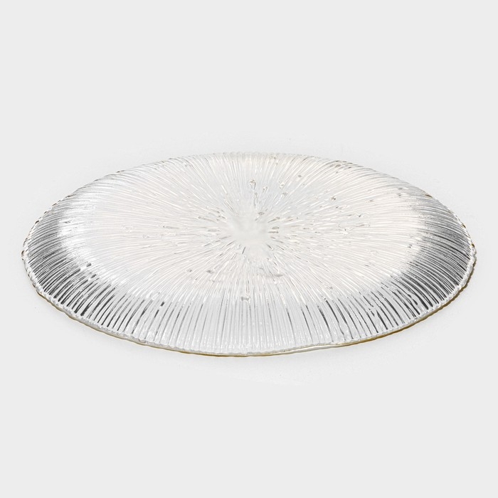 Тарелка стеклянная «Фейерверк», d=15,5 см, цвет прозрачный Тарелка стеклянная «Фейерверк», d=15,5 см, цвет прозрачный