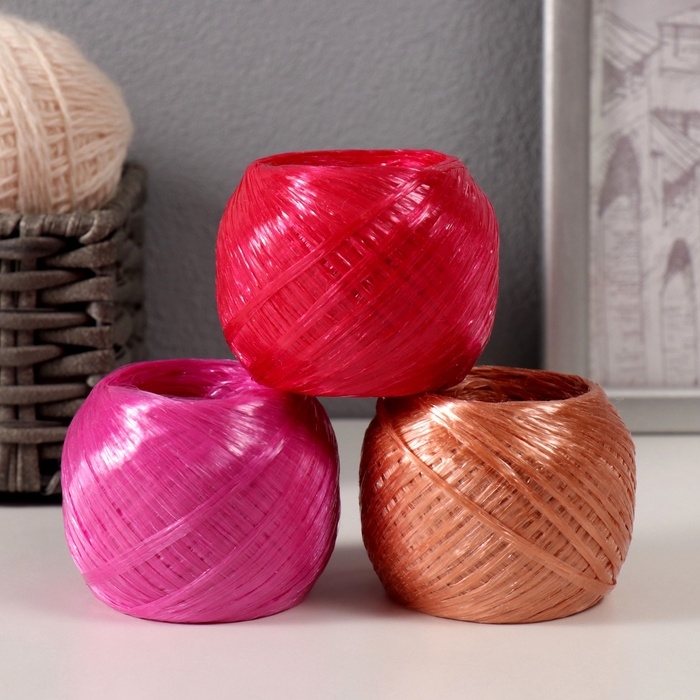 Пряжа Пряжа "Для вязания мочалок" 100% полипропилен 200м/50±10 гр клубок (набор 3 шт МИКС #9)