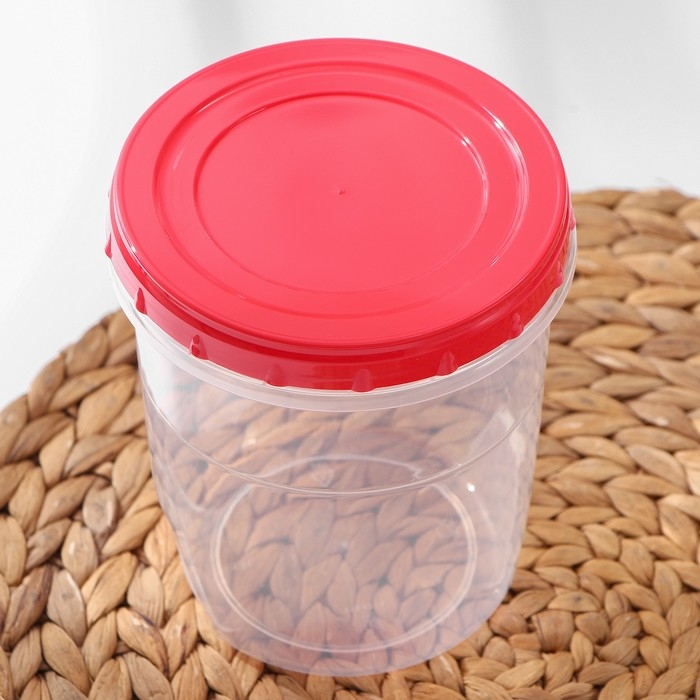 Банка для хранения продуктов, 1,3 л, пластик, прозрачная, крышка МИКС Банка для хранения продуктов, 1,3 л, пластик, прозрачная, крышка МИКС
