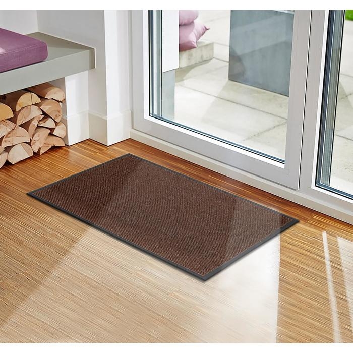 Коврик придверный влаговпитывающий, ребристый, «Комфорт», 60×90 см, цвет коричневый Коврик придверный влаговпитывающий, ребристый, «Комфорт», 60×90 см, цвет коричневый
