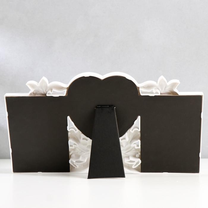 Фоторамка пластик на 3 фото 9х13, 10х10 см  Фоторамка пластик на 3 фото 9х13, 10х10 см "Бант и ягодки" белая 17,5х32 см