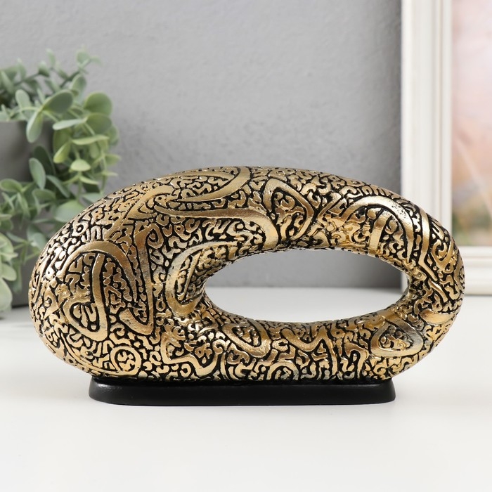 Сувенир полистоун  Сувенир полистоун "Овал неправильной формы с узорами" золото 20х6х10 см