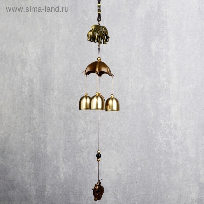Музыка ветра металл Музыка ветра металл "Семейство слонов" 3 колокольчика 1 фигурка 38 см