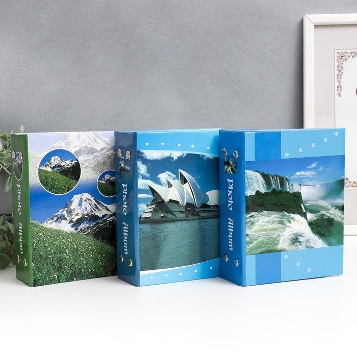 Фотоальбом на 96 фото 10х15 см Фотоальбом на 96 фото 10х15 см "Горный рельеф" МИКС 16,5х12,5х5 см