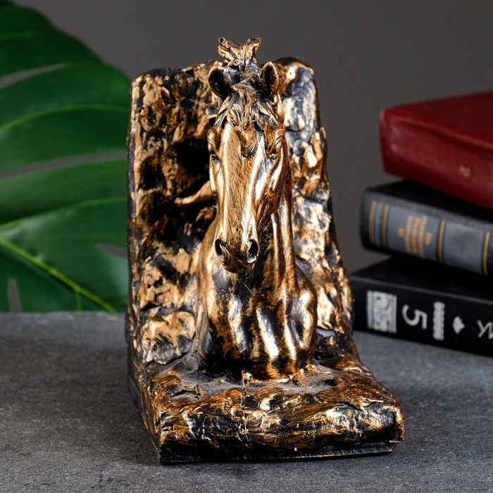 Держатель-подставка для книг  Держатель-подставка для книг "Лошадь", 19х11х10см, бронзовый