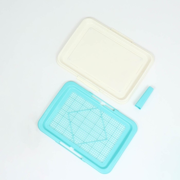 Туалет для собак с сеткой и столбиком 47 х 34 х 5,5 см, голубой