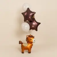 Воздушный шар фольгированный 3D 25" «Лошадка», коричневый
