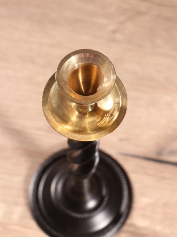 Подсвечник на 1 свечу "Леонардо" латунь, черный с золотом 9х9х29 см