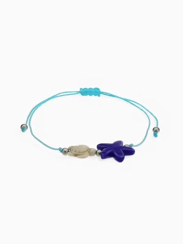 Браслет на нити &laquo;Звезда и Черепашка&raquo;, d=7 см, фиолетовый, голубой