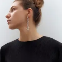 Серьги висячие &laquo;Капля росы&raquo;, цепь, белые в серебре