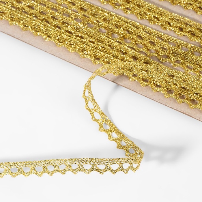 Тесьма декоративная, металлизированная, 10 ± 1 м, 8 мм, цвет золотой Тесьма декоративная, металлизированная, 10 ± 1 м, 8 мм, цвет золотой