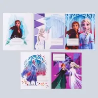 Тетрадь в клетку 12 листов, 5 видов МИКС, обложка мелованная бумага, &laquo;Холодное сердце&raquo;