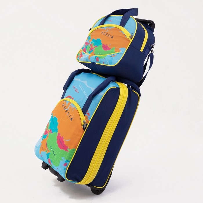 Чемодан малый 37 л (S), с расширением, сумка дорожная на молнии, цвет синий/оранжевый Чемодан малый 37 л (S), с расширением, сумка дорожная на молнии, цвет синий/оранжевый