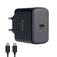 Сетевое зарядное устройство с кабелем Type-C на Type-C PD65W C159A HOCO черное