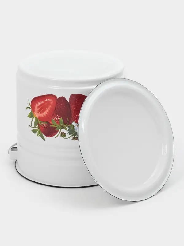 Ведро эмалированное, 12 л, с крышкой и ручкой, белое