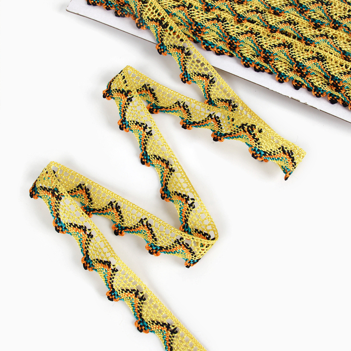 Тесьма «Уголки», ширина 2 см., намотка 25 м., цвет жёлтый Тесьма «Уголки», ширина 2 см., намотка 25 м., цвет жёлтый